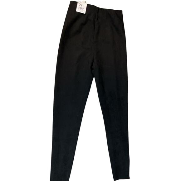 Zara NWT Legging Hi-Rise Black Size Small Side Zipper on Ankle & Waist Stretch - Picture 6 of 9